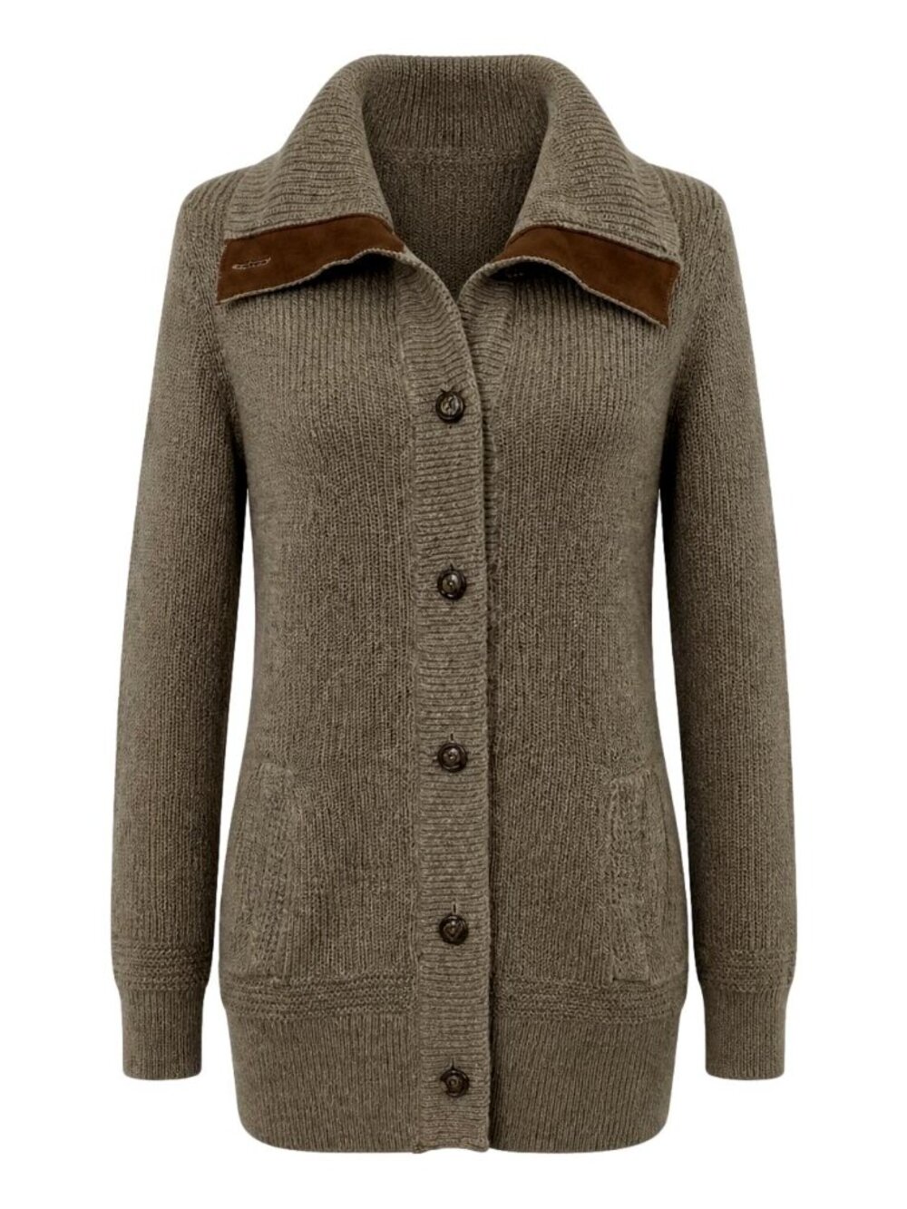 Vintage Lauren Ralph Lauren Cotton Cardigan Faux Suede Trim Elbow Patches M